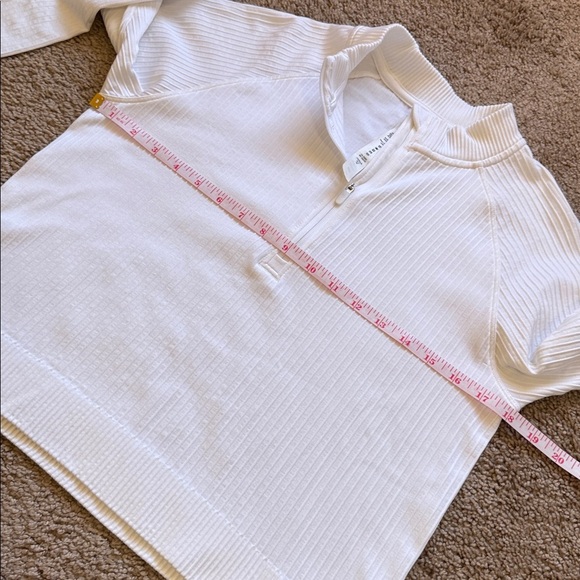 Lululemon Rest Less Cropped Half Zip Ribbed White Long Sleeve Pullover - Picture 9 of 9